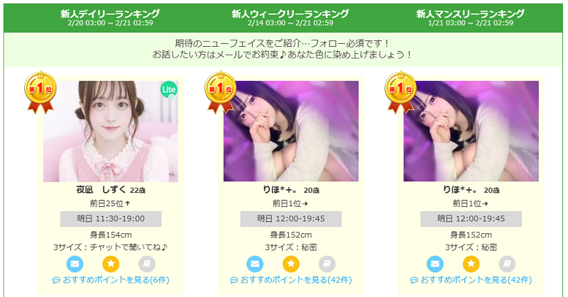 新人ランキング