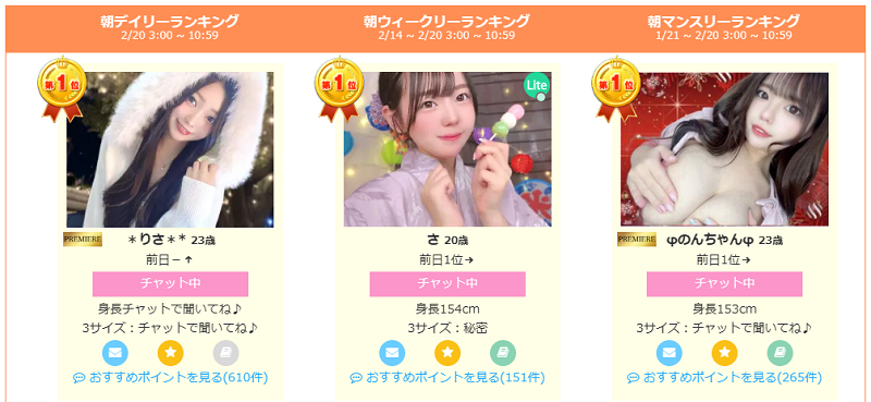 朝の時間帯ランキング