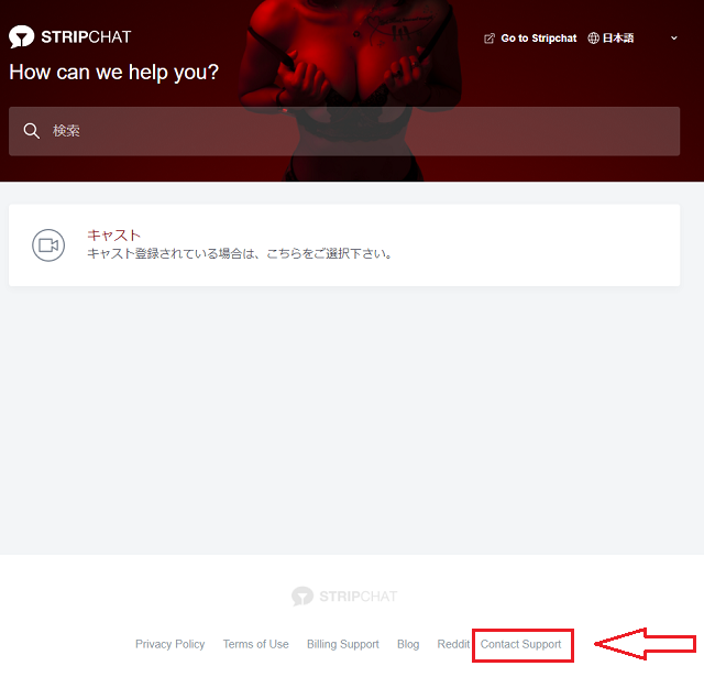 Stripchatのサポートを受ける流れ
