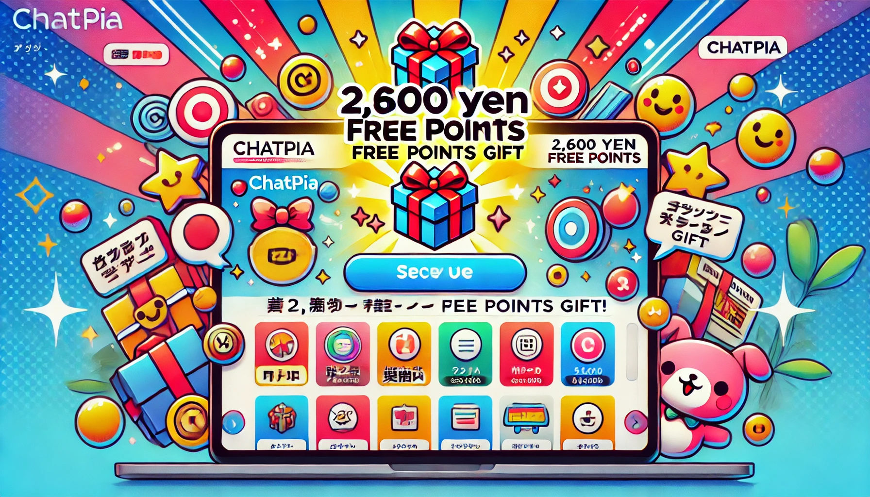 チャットピア（CHATPIA）では無料で遊べる2,600円分のポイントがプレゼント中！