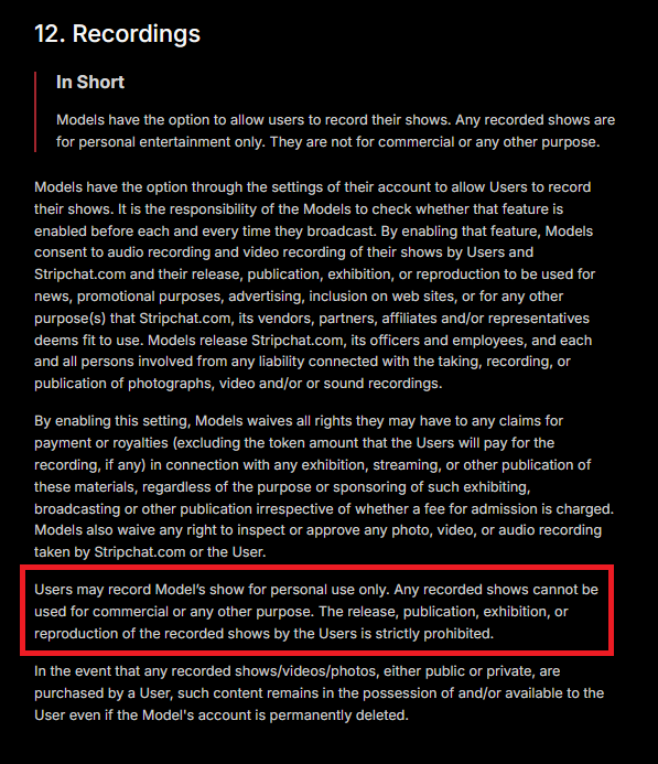 ストリップチャットの利用規約