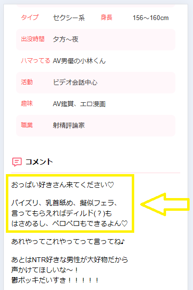 プロフィールの自己紹介欄