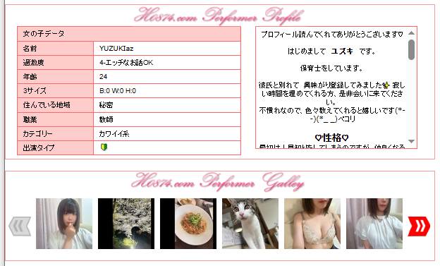 基本情報や自己紹介だけが表示される