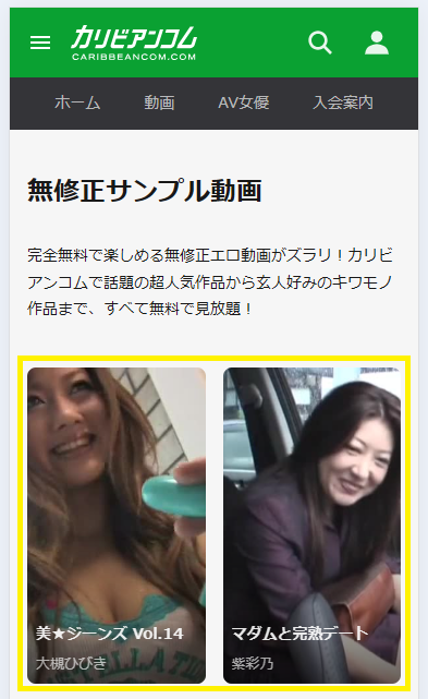 サンプル動画を視聴する流れ