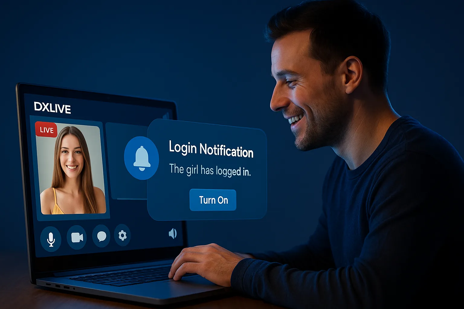 アダルトライブチャットの女の子のログイン通知を設定する手順